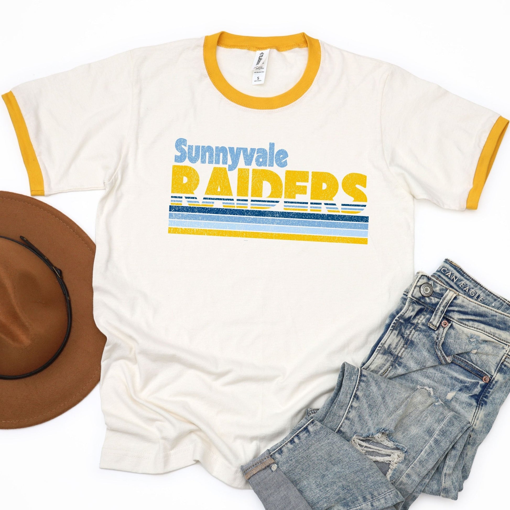 Throwback Sunnyvale Raiders - gold ringer - Sunfire Tees