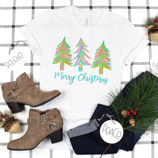 Watercolor Trees on White - Sunfire Tees