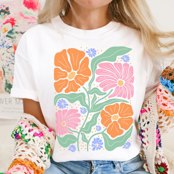 Whimsy Flowers - white - Sunfire Tees