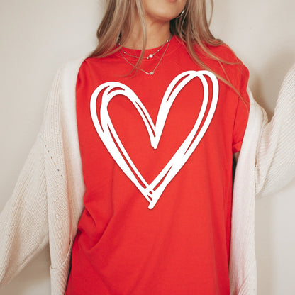 White Puff Heart - comfort colors - Sunfire Tees