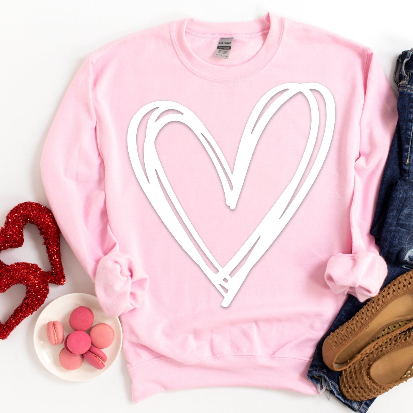 White Puff Heart - comfort colors - Sunfire Tees