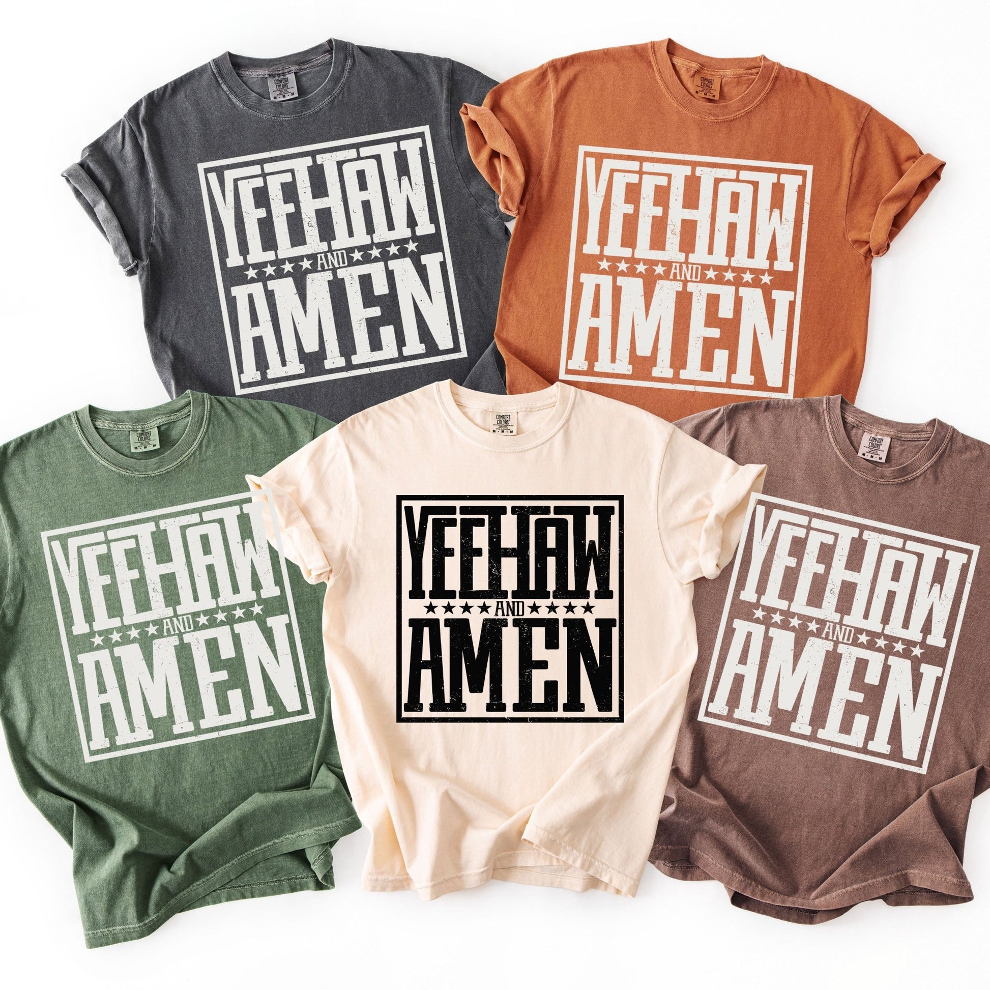 Yeehaw and Amen - comfort colors - Sunfire Tees