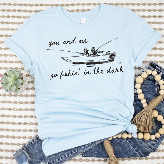 You and Me Go Fishing in the Dark - heather ice blue - Sunfire Tees