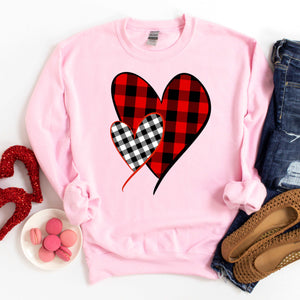 Pink Buffalo Plaid Hearts Sweatshirt