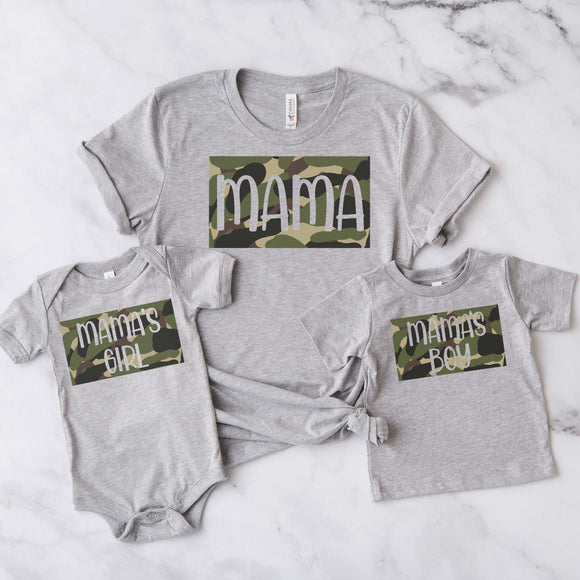 Camo Mama Shirt - Mommy & Me - Athletic Gray