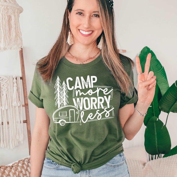 Camp More Worry Less Shirt - Olive