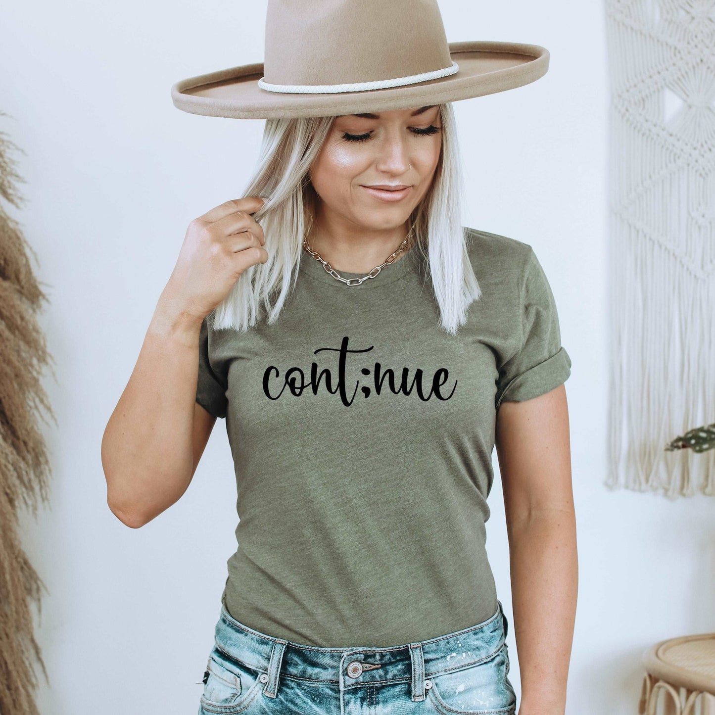 Cont;nue Semicolon - Heather Olive - Sunfire Tees