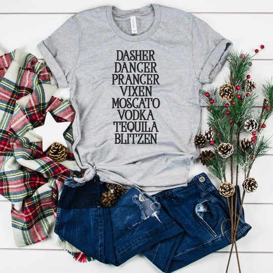 Dasher Dancer Prancer Blitzen - Athletic Gray - Sunfire Tees