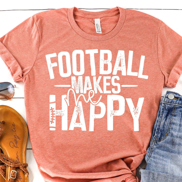 Football Makes Me Happy Shirt - Sunset