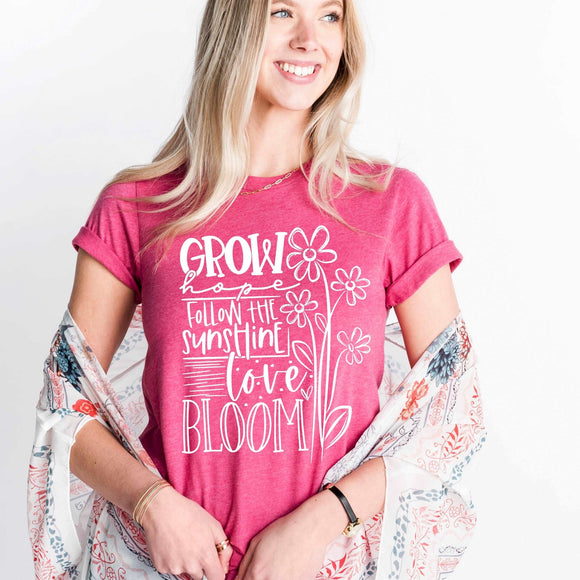 Grow Hope Bloom - Heather Raspberry - Sunfire Tees