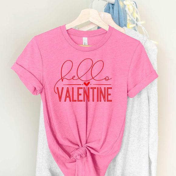 Hello Valentine - heather charity pink - Sunfire Tees