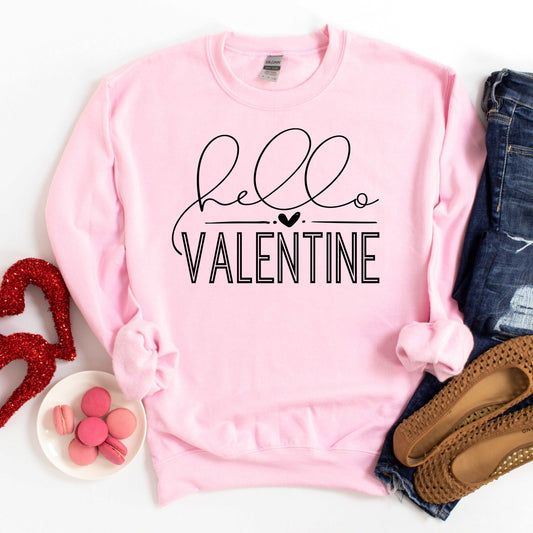 Hello Valentine Sweatshirt - Pink - Sunfire Tees
