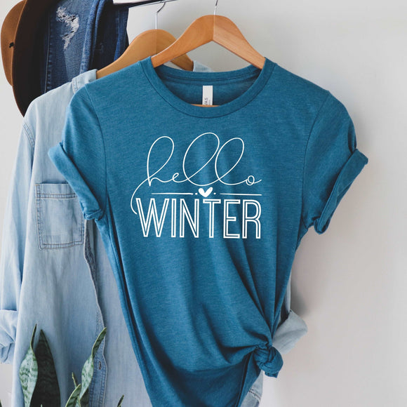 Hello Winter - Heather Deep Teal - Sunfire Tees