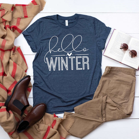 Hello Winter - Heather Navy - Sunfire Tees