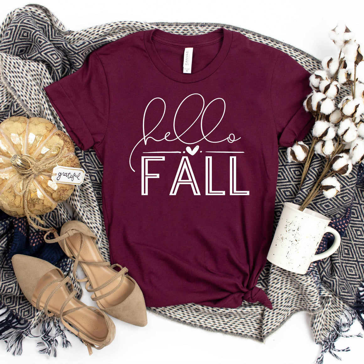 Hello Fall - Maroon – Sunfire Tees