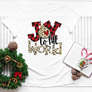 Leopard Joy to the World - White - Sunfire Tees