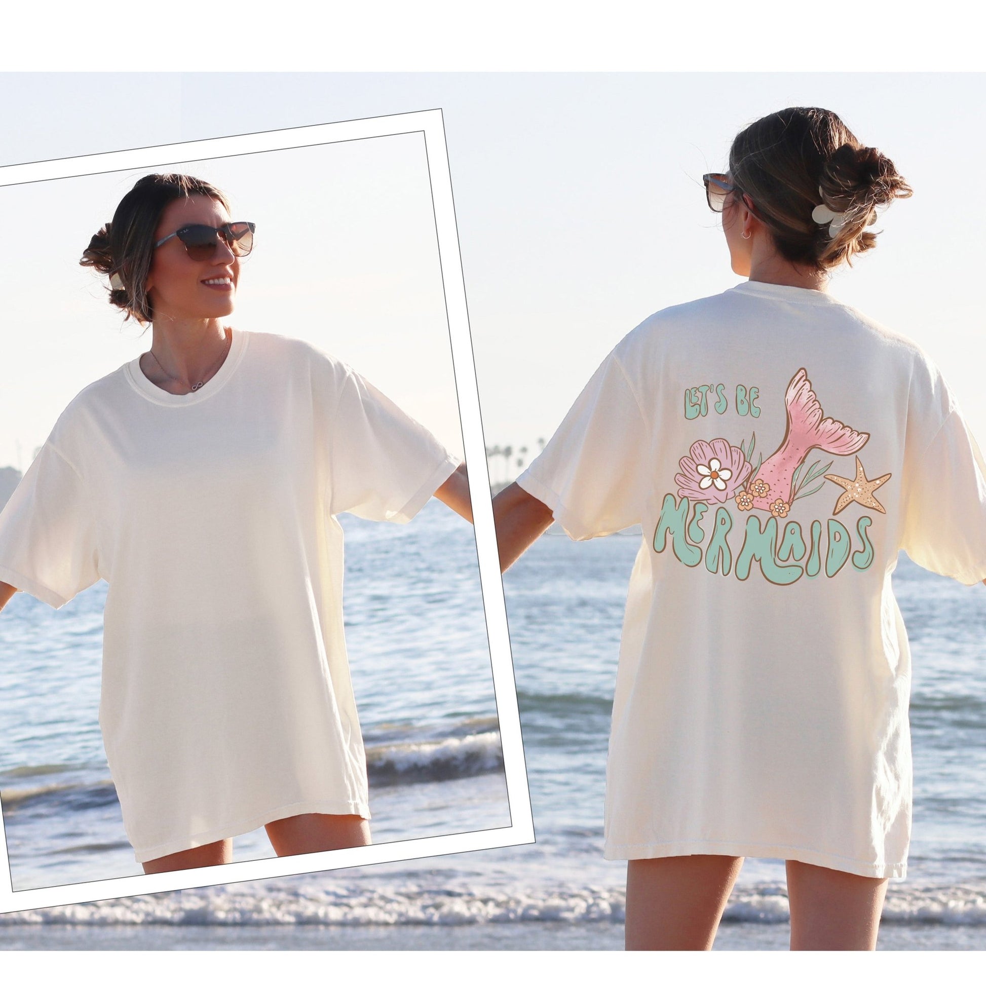 Let's Be Mermaids - CC ivory pocket - Sunfire Tees