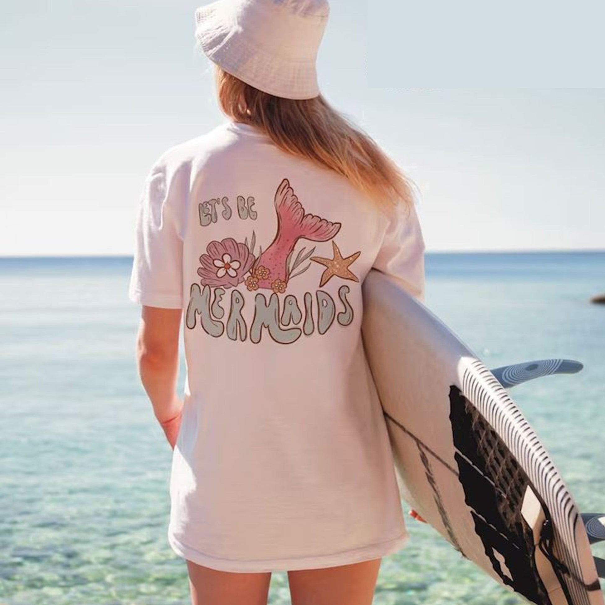 Let's Be Mermaids - CC ivory pocket - Sunfire Tees