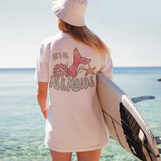 Let's Be Mermaids - CC ivory pocket - Sunfire Tees