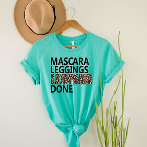 Mascara Leggings Leopard Done Shirt - Heather Teal - Sunfire Tees