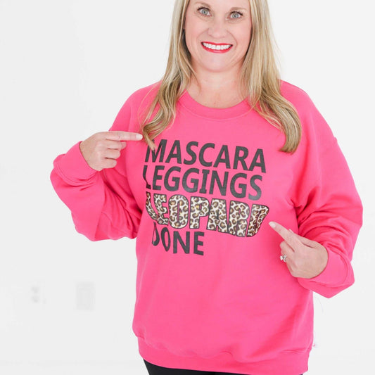 Mascara Leggings Leopard Done Sweatshirt - Bright Pink - Sunfire Tees