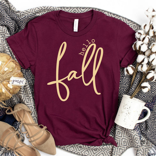 Metallic Hello Fall - Maroon RTS - Sunfire Tees