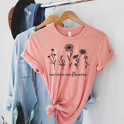 No Rain, No Flowers - heather sunset - Sunfire Tees