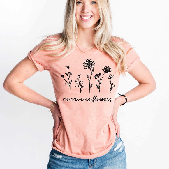 No Rain, No Flowers - heather sunset - Sunfire Tees