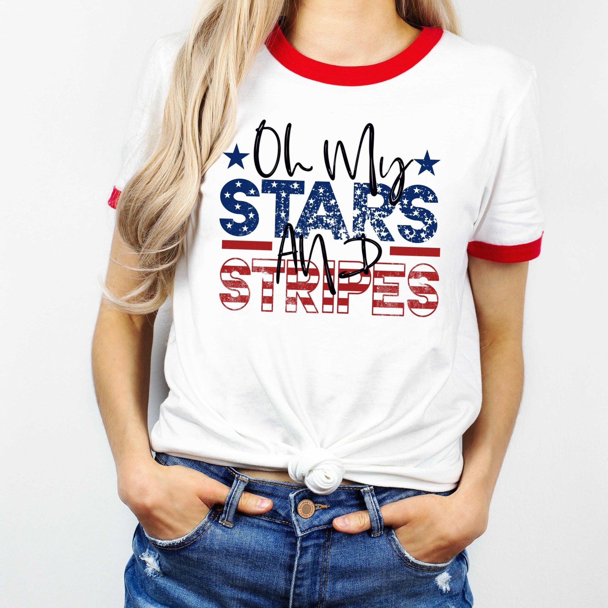 Oh My Stars & Stripes - Red Ringer - Sunfire Tees