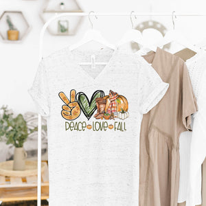 Peace Love Fall - marble v - neck - Sunfire Tees