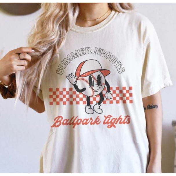 Summer Nights & Ballpark Lights - Vintage White - Sunfire Tees
