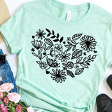 Wild Flower Heart - Heather Mint - Sunfire Tees