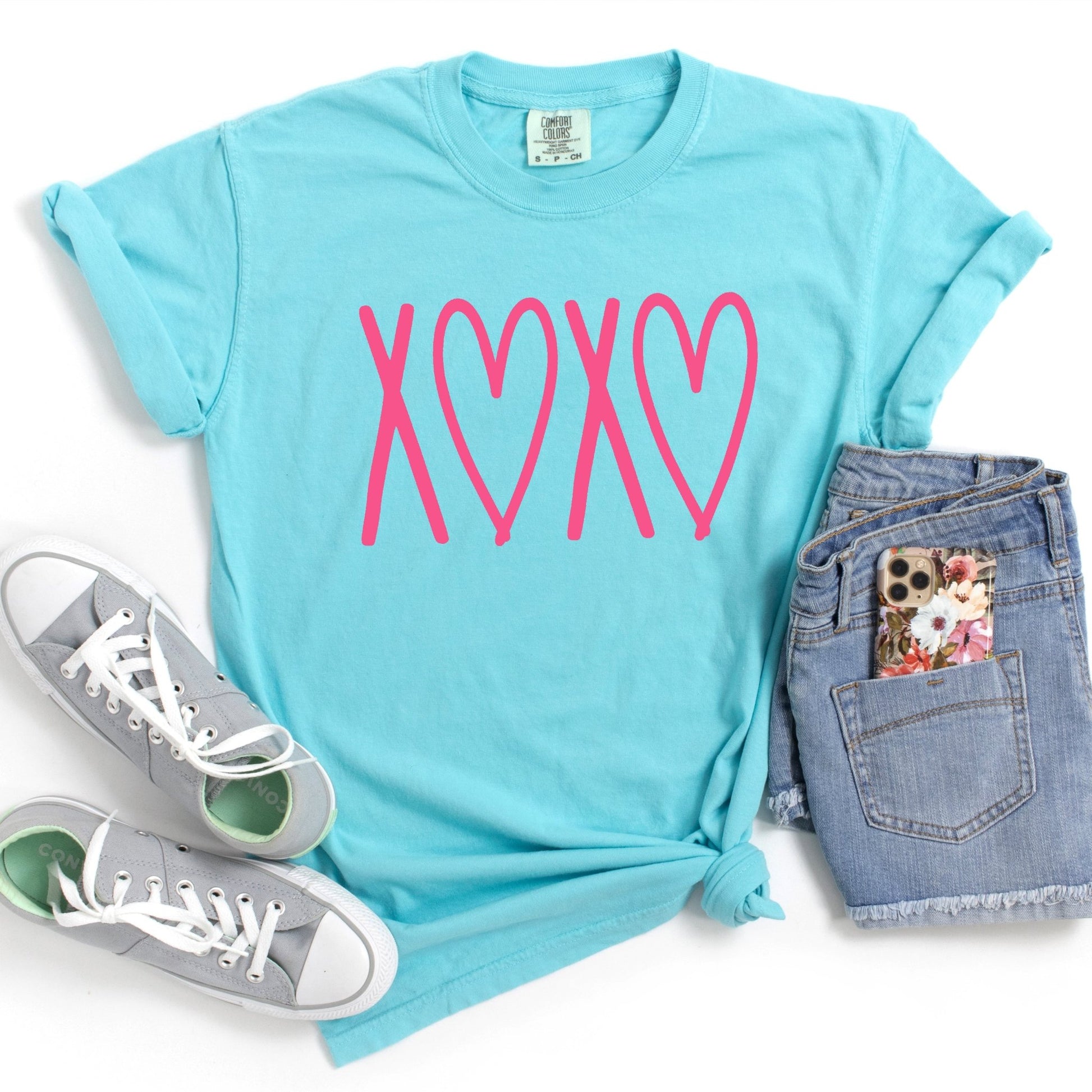 XOXO Puff Print - Comfort Colors - Sunfire Tees